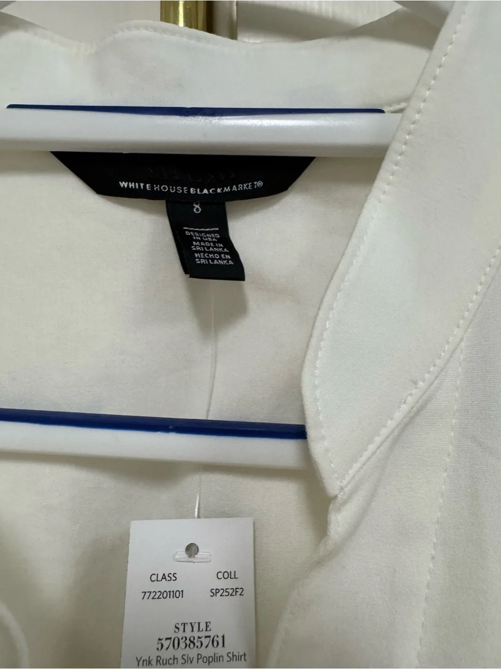 WHBM White Puff Sleeve Poplin Blouse size 8. NWT - Picture 3 of 4